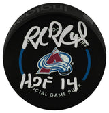 Rob Blake Signed Colorado Avalanche Logo Official Hockey Puck w/HOF'14