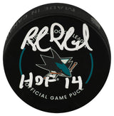 Rob Blake Signed San Jose Sharks Logo Official Hockey Puck w/HOF'14