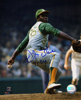 Vida Blue Signed Oakland A's Windup Pitching 8x10 Photo w/71 CY