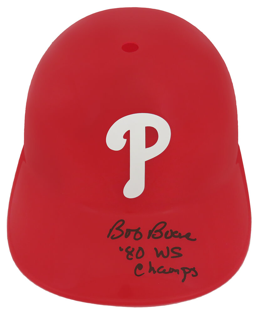 Bob Boone Signed Philadelphia Phillies Souvenir Replica Baseball Batting Helmet w/80 WS Champs