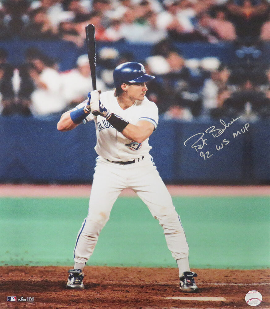 Pat Borders Signed Toronto Blue Jays 1992 World Series Batting Action 16x20 Photo w/92 WS MVP