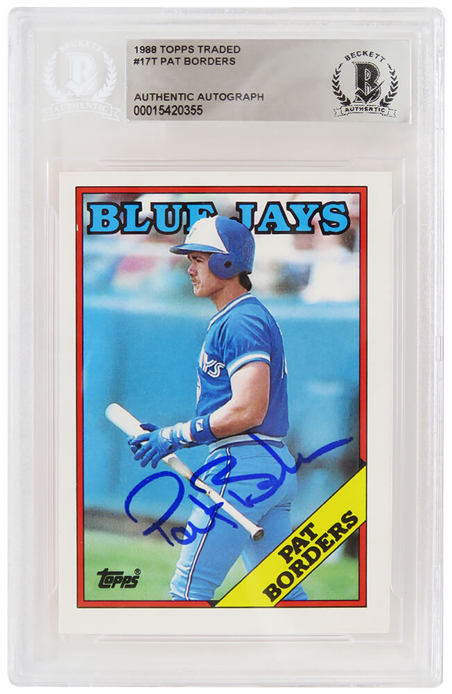 Pat Borders Signed Toronto Blue Jays 1988 Topps Traded Baseball Rookie Card #17T - (Beckett Encapsulated)