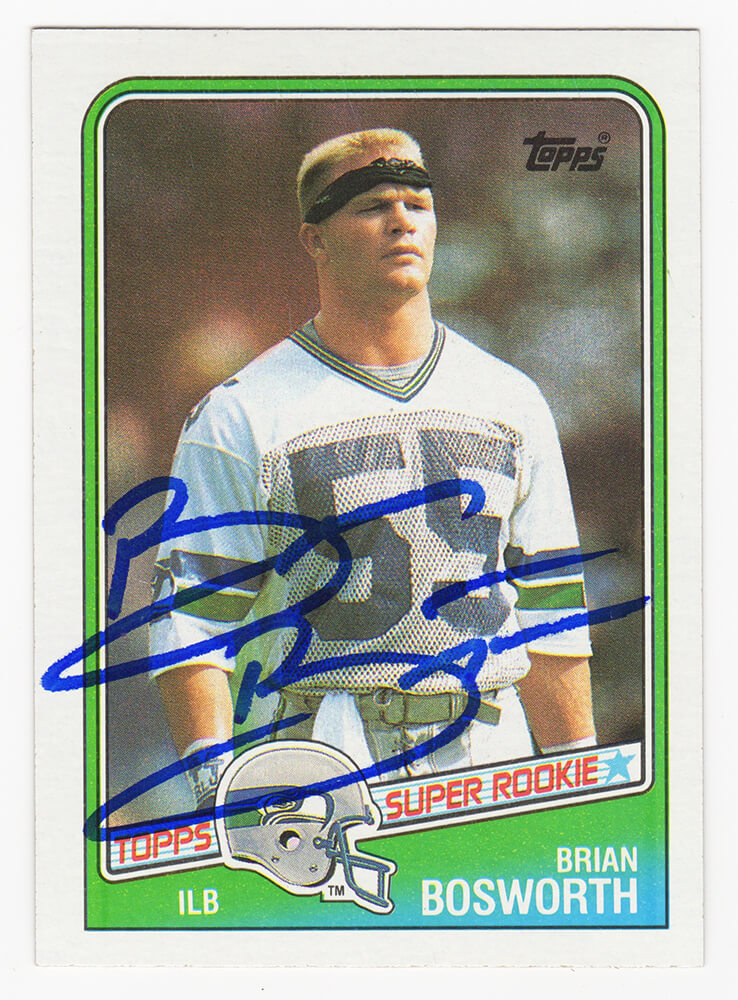 Brian Bosworth Signed Seattle Seahawks 1988 Topps Football Rookie Card #144