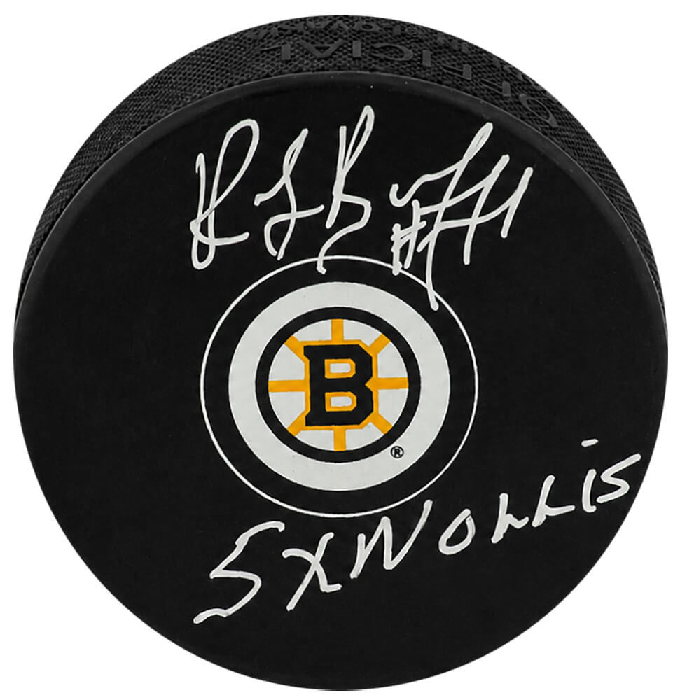 Ray Bourque Signed Boston Bruins Logo Hockey Puck w/5x Norris