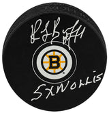 Ray Bourque Signed Boston Bruins Logo Hockey Puck w/5x Norris