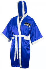 Riddick Bowe Signed Title Blue Boxing Robe w/Big Daddy