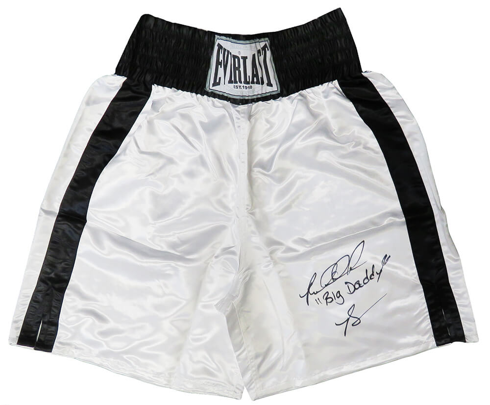 Riddick Bowe Signed Everlast White Boxing Trunks w/Big Daddy