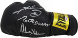 Sugar Ray Leonard, Roberto Duran and Thomas Hearns Triple Signed Everlast Black Boxing Glove (PSA/DNA)
