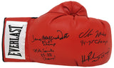 4 Former Boxing Heavyweight Champions Multi Signed Everlast Red Right Hand Boxing Glove w/Champ Inscriptions