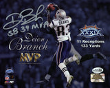 Deion Branch Signed New England Patriots Super Bowl 39 MVP 8x10 Photo w/SB 39 MVP - (JSA)