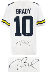 Tom Brady Signed Michigan Wolverines White Nike Jordan Brand Football Jersey (Fanatics LOA)