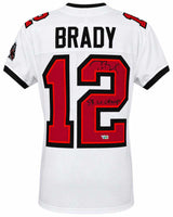 Tom Brady Signed Tampa Bay Buccaneers White Nike Elite Football Jersey w/SB LV Champs - (Fanatics)