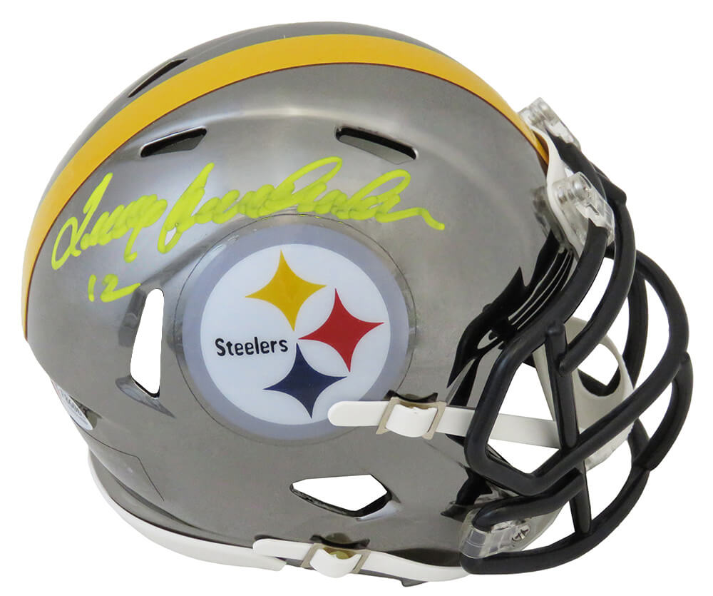 Terry Bradshaw Signed Pittsburgh Steelers Chrome Riddell Speed Mini Helmet (Beckett)