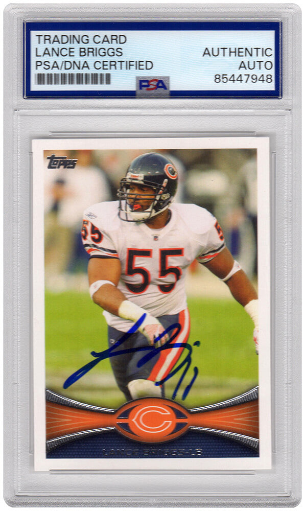 Lance Briggs Signed Chicago Bears 2012 Topps Football Trading Card #227 - (PSA Encapsulated)