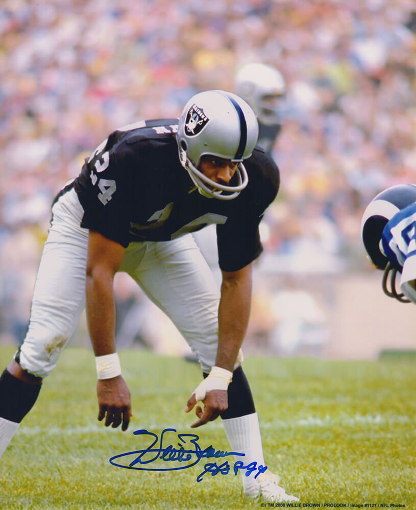 Willie Brown Signed Raiders Stance 8x10 Photo w/HOF'84 - (In Blue)