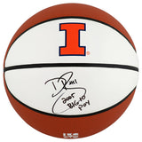 Dee Brown Signed Illinois Fighting Illini Logo Brand White Panel Basketball w/05 Big 10 POY