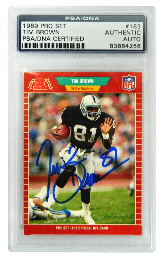 Tim Brown Signed Los Angeles Raiders 1989 Pro Set Trading Card #183 - (PSA Encapsulated)