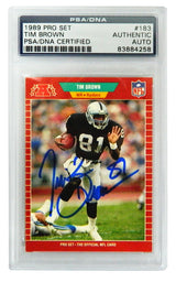 Tim Brown Signed Los Angeles Raiders 1989 Pro Set Trading Card #183 - (PSA Encapsulated)