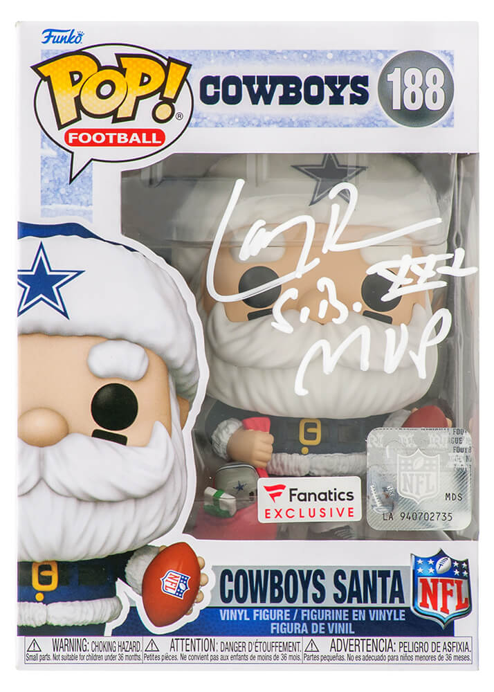 Larry Brown Signed Dallas Cowboys 'SANTA' Funko Pop Doll #188 w/SB XXX MVP