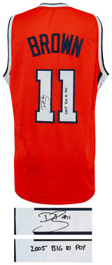 Dee Brown Signed Orange Custom Basketball Jersey w/2005 Big 10 POY