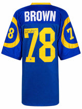 Roger Brown Signed Blue Throwback Custom Football Jersey w/8 Yrs All Pro