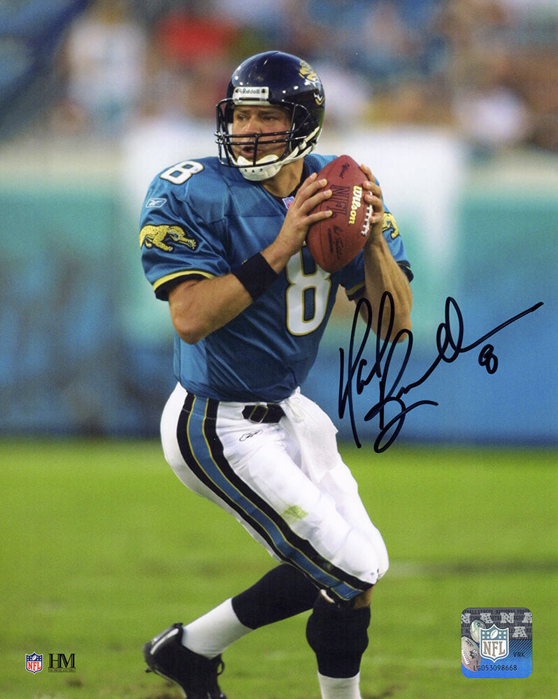Mark Brunell Signed Jacksonville Jaguars Drop Back With Football Action 8x10 Photo