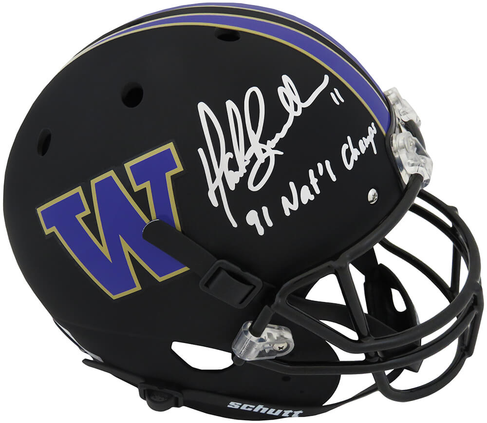 Mark Brunell Signed Washington Huskies Black Schutt Full Size Replica Helmet w/91 Nat'l Champs