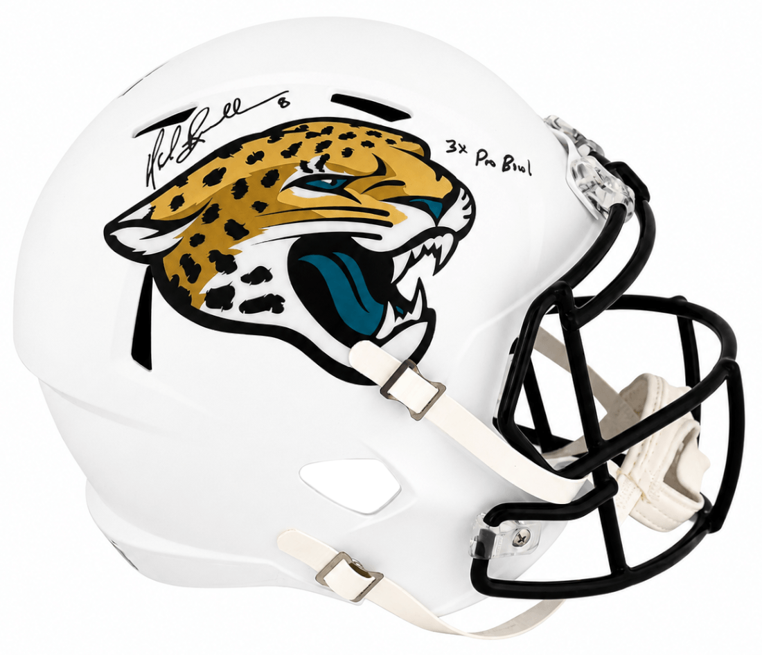 Mark Brunell Signed Jaguars 2024 Alternate White Riddell Full Size Speed Replica Helmet w/3x Pro Bowl