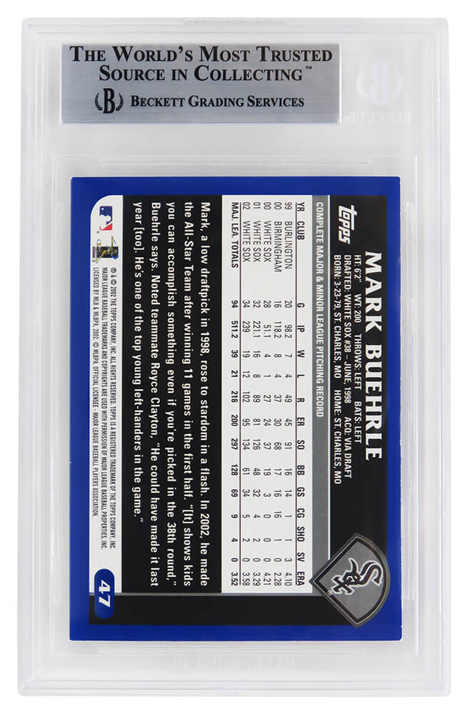 Mark Buehrle Signed Chicago White Sox 2003 Topps Baseball Card #47 - (Beckett Encapsulated)