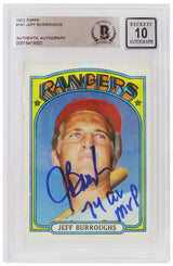 Jeff Burroughs Signed Texas Rangers 1972 Topps Baseball Rookie Card #191 w/74 AL MVP - (Beckett - Auto Grade 10)