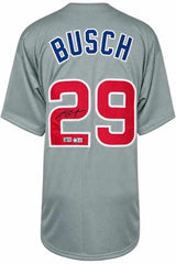 Michael Busch Signed Grey Custom Baseball Jersey