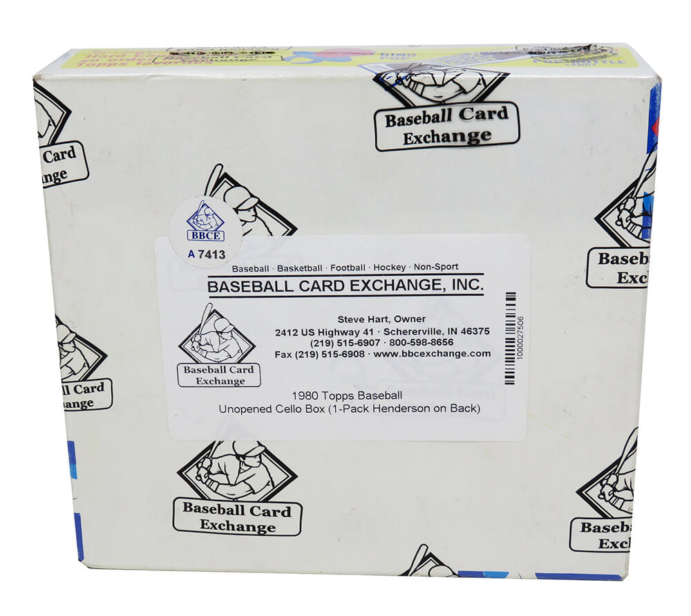 1980 Topps Baseball Cello Box BBCE Wrapped - 24 Packs (Rickey Henderson RC On Back of 1 Pack)