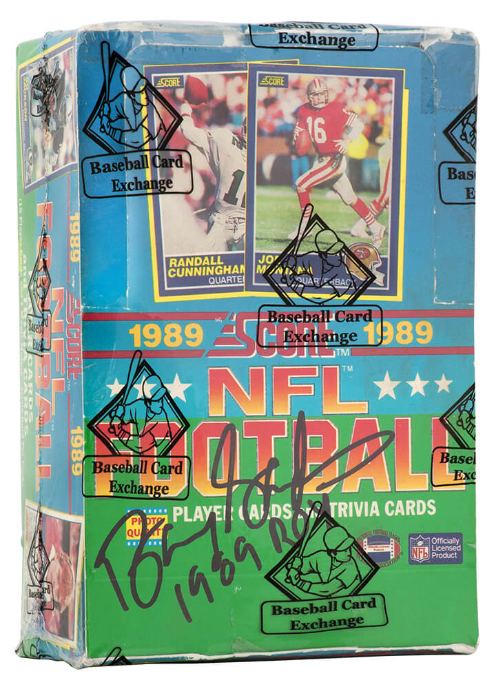 1989 Score Football Unopened Wax Box BBCE Sealed Wrapped - 36 Packs (Barry Sanders Signed Box w/1989 ROY)