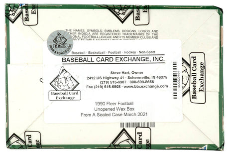 1990 Fleer Football (Premiere Edition) Unopened Wax Box BBCE Wrapped From A Sealed Case (FASC)