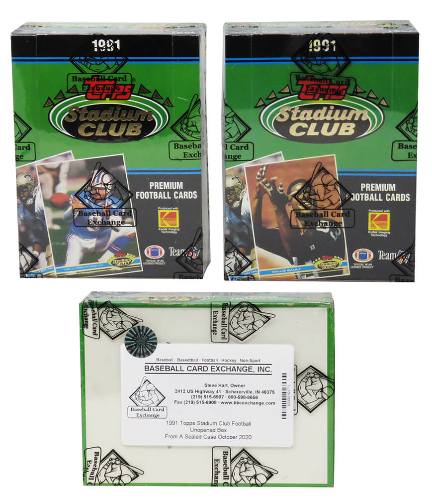 1991 Topps Stadium Club Football Unopened Box BBCE Wrapped From A Sealed Case (FASC)