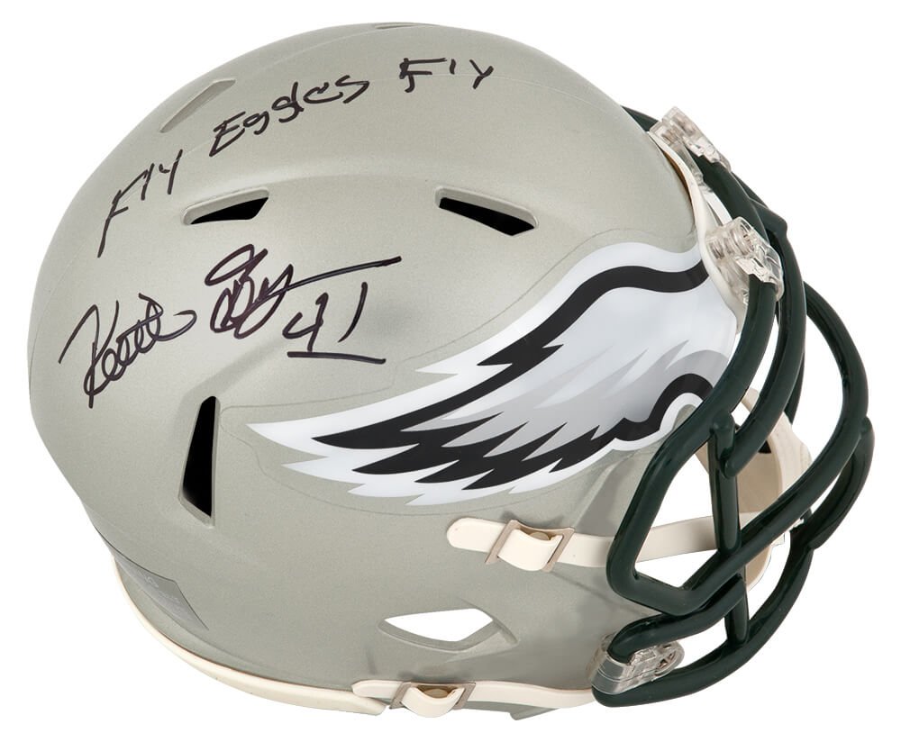 Keith Byars Signed Philadelphia Eagles FLASH Riddell Speed Mini Helmet w/Fly Eagles Fly