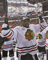 Dustin Byfuglien Signed Chicago Blackhawks 2010 Stanley Cup Holding Trophy 16x20 Photo w/2010 SC Champs