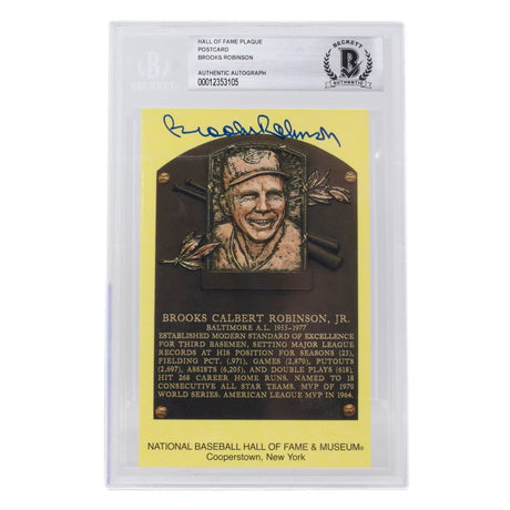 Brooks Robinson Signed Slabbed Orioles Hall of Fame Plaque Postcard BAS 105 - Sports Integrity