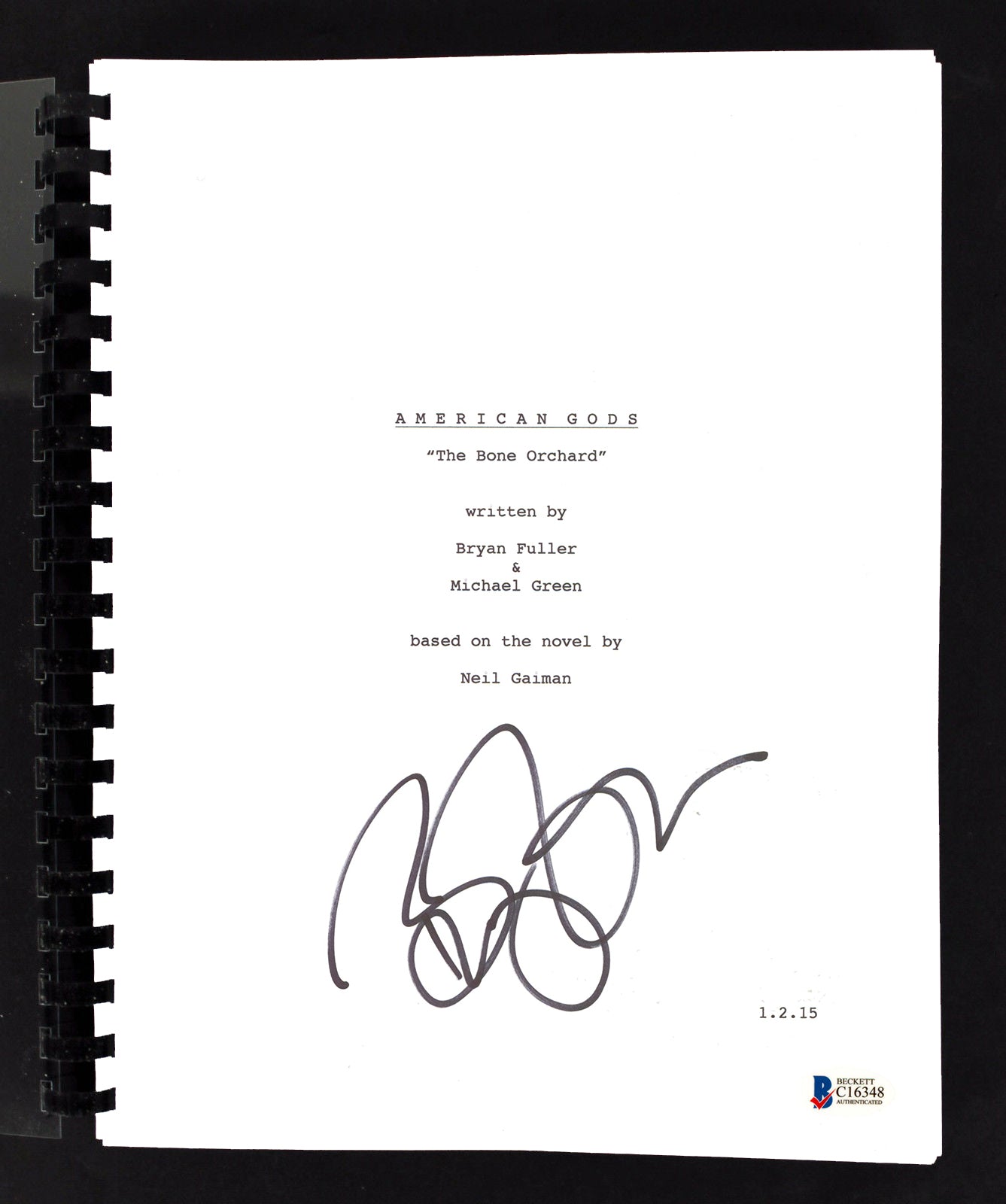 Brian Fuller Signed American Gods The Bone Orchard Tv Script BAS #C16348
