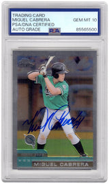 Miguel Cabrera Signed Marlins 2000 Topps Chrome Traded Rookie Baseball Card #T40 - (PSA / Auto Grade 10)