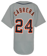 Miguel Cabrera Signed Grey Custom Baseball Jersey w/2012 Triple Crown
