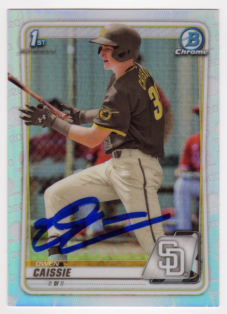 Owen Caissie Signed Chicago Cubs 2020 Bowman Draft Refractor Chrome Baseball Trading Card #BD-49