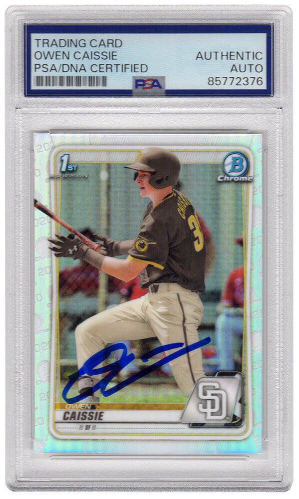 Owen Caissie Signed 2020 Bowman Draft Refractor Chrome Baseball Trading Card #BD-49 - (PSA Encapsulated)