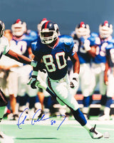 Chris Calloway Signed New York Giants Blue Jersey Action 16x20 Photo
