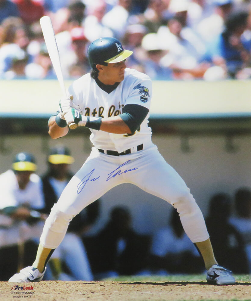 Jose Canseco Signed Oakland A's (Athletics) White Jersey Batting Action 16x20 Photo
