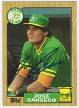 Jose Canseco Signed Oakland A's (Athletics) 1987 Topps Baseball Card #620