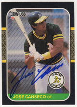 Jose Canseco Signed Oakland A's (Athletics) 1987 Donruss Baseball Card #97