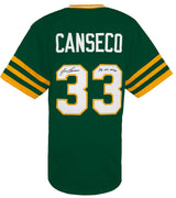 Jose Canseco Signed Green Throwback Custom Baseball Jersey w/88 AL MVP