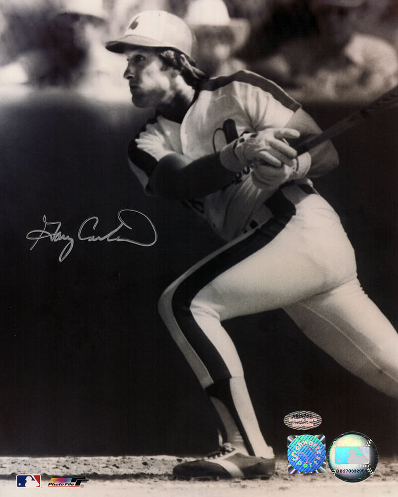 Gary Carter Signed Montreal Expos Swinging Action B&W 8x10 Photo