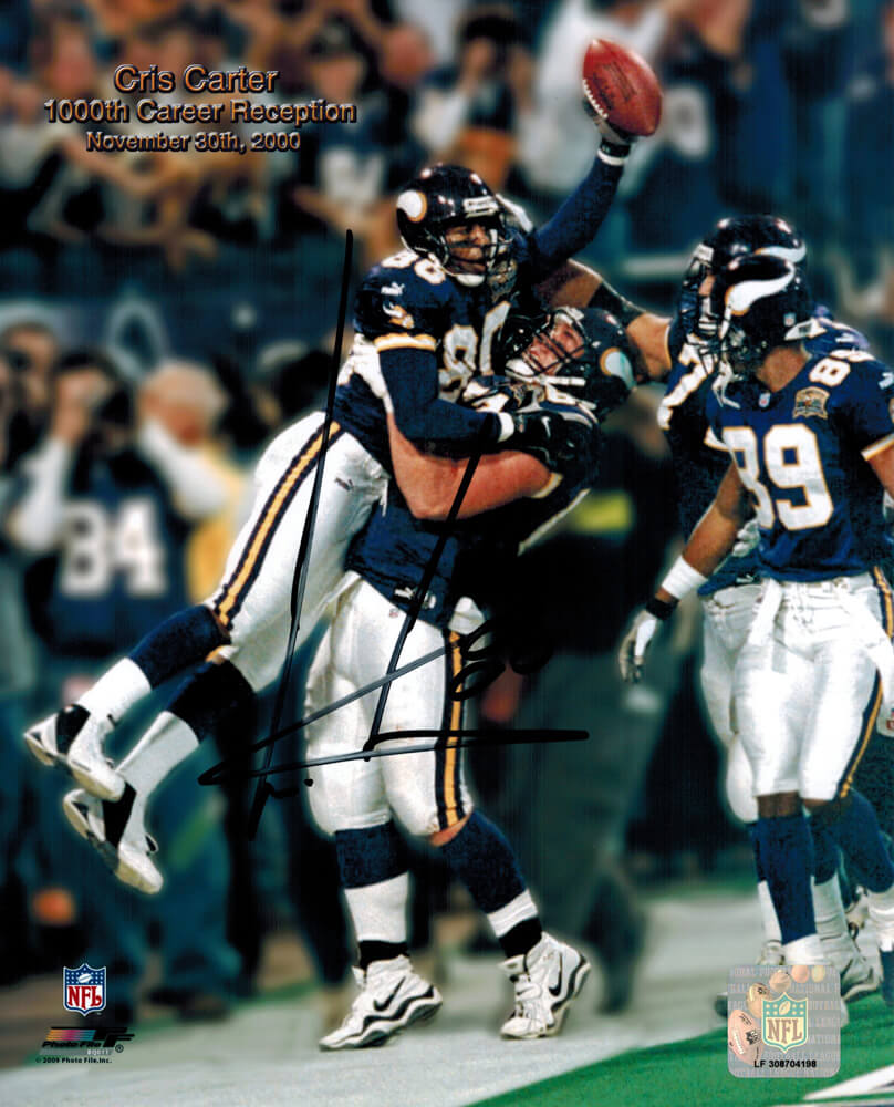 Cris Carter Signed Vikings 1000th Catch 8x10 Photo